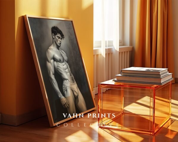 Male Nude Body Art Illustration Wall Decor Modern