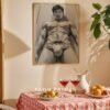 Minimal Nude Male Gesture Drawing Wall Art