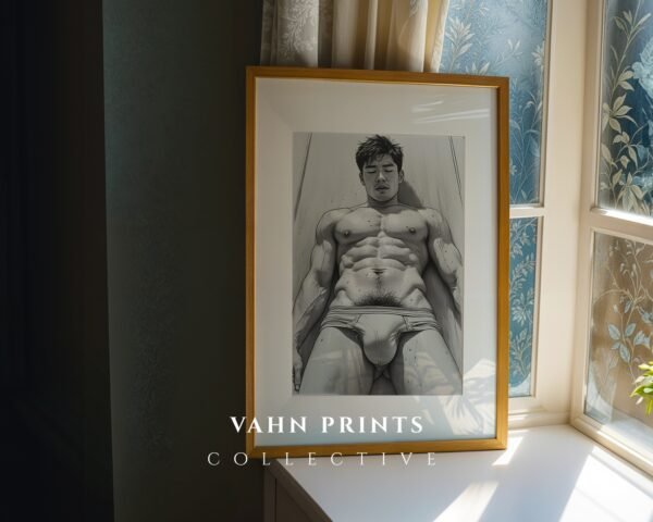 Minimal Nude Male Gesture Drawing Wall Art