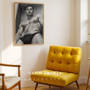 Male Nude Line Illustration Art Print Clean Design
