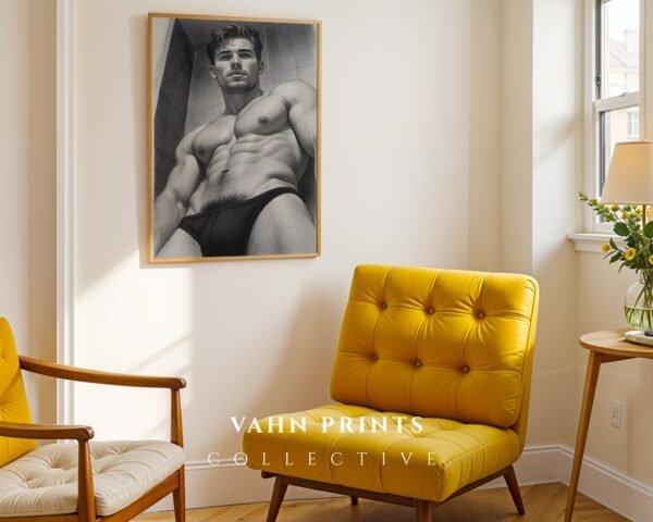 Male Nude Line Illustration Art Print Clean Design