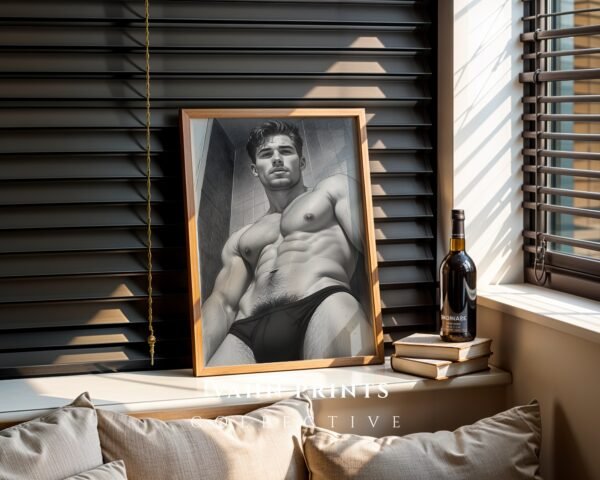 Male Nude Line Illustration Art Print Clean Design