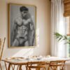Modern Nude Male Figure Wall Art Artistic Sketch