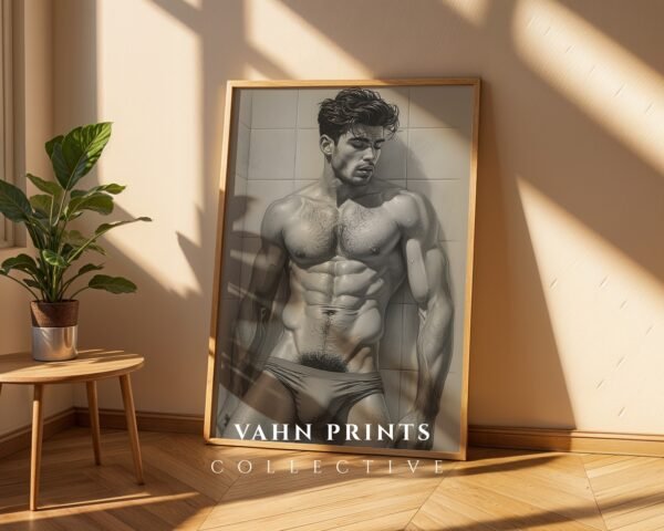Modern Nude Male Figure Wall Art Artistic Sketch