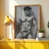 Modern Nude Male Figure Wall Art Artistic Sketch