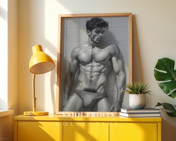 Modern Nude Male Figure Wall Art Artistic Sketch