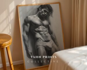 Minimal Nude Male Body Outline Art Print