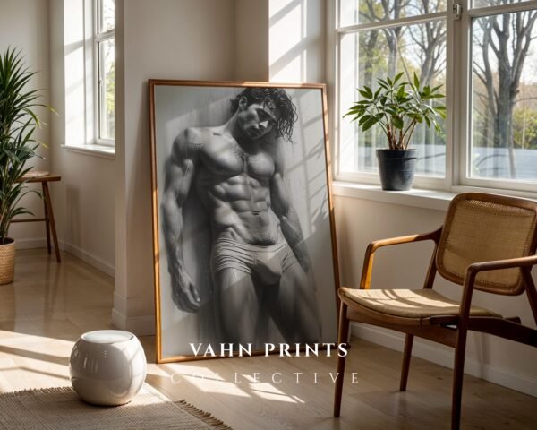 Minimal Nude Male Body Outline Art Print