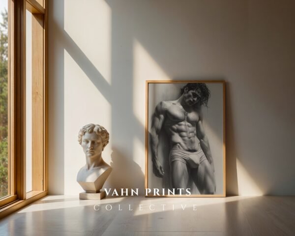 Minimal Nude Male Body Outline Art Print