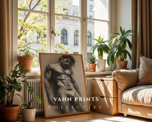 Minimal Nude Male Body Outline Art Print