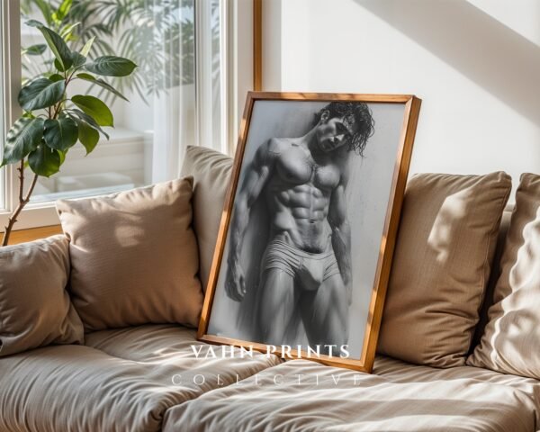 Minimal Nude Male Body Outline Art Print