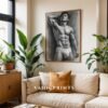 Male Nude Figure Drawing Wall Art Contemporary Decor