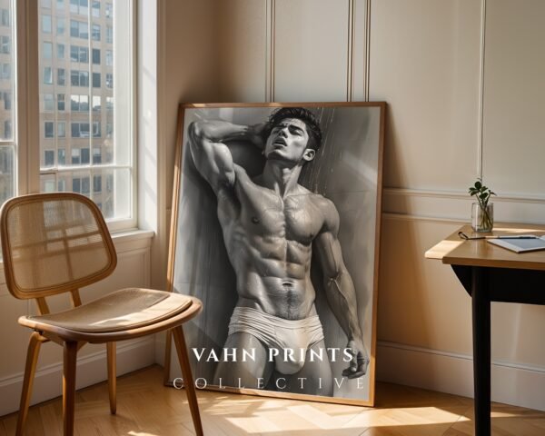 Male Nude Figure Drawing Wall Art Contemporary Decor