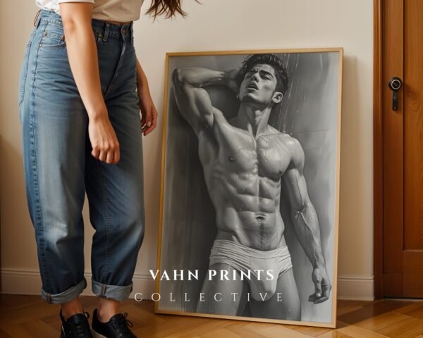 Male Nude Figure Drawing Wall Art Contemporary Decor