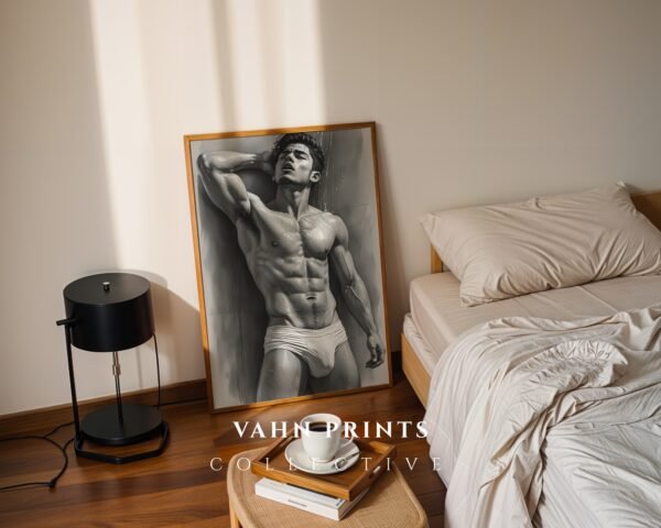 Male Nude Figure Drawing Wall Art Contemporary Decor