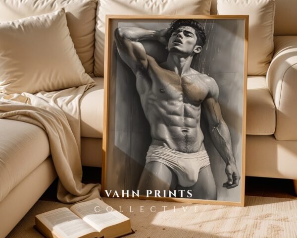 Male Nude Figure Drawing Wall Art Contemporary Decor