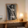 Male Nude Figure Drawing Wall Art Contemporary Decor