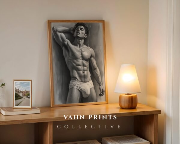 Male Nude Figure Drawing Wall Art Contemporary Decor