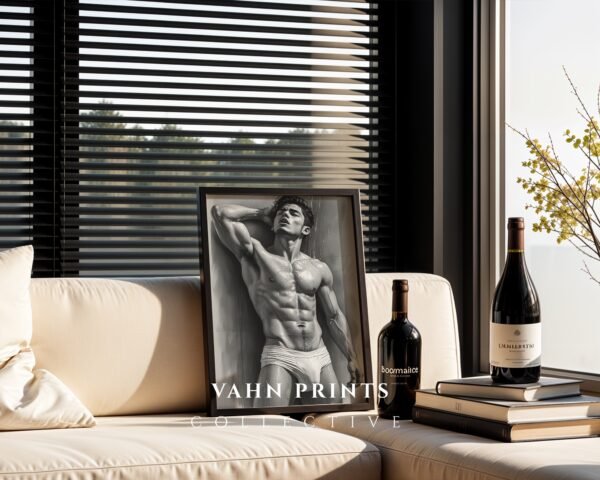 Male Nude Figure Drawing Wall Art Contemporary Decor