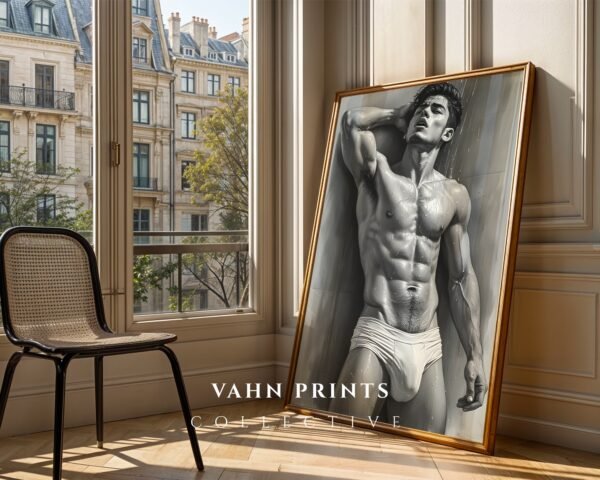 Male Nude Figure Drawing Wall Art Contemporary Decor