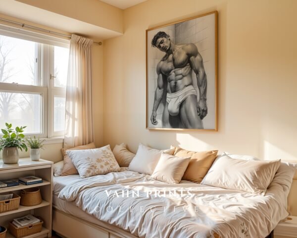 Stylish Nude Male Line Drawing Art Print Modern