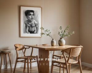 Male Nude Body Study Illustration Wall Art Minimalist