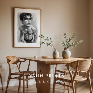 Male Nude Body Study Illustration Wall Art Minimalist