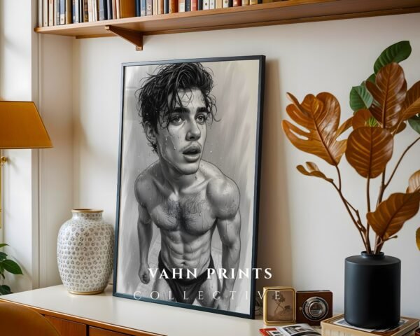 Male Nude Body Study Illustration Wall Art Minimalist