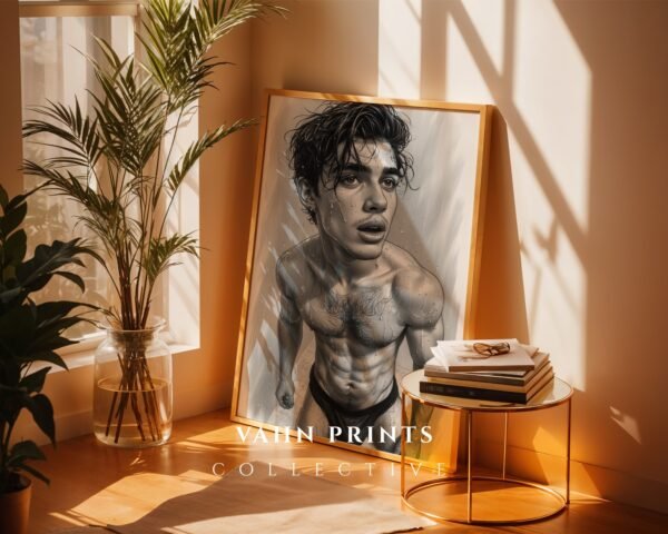 Male Nude Body Study Illustration Wall Art Minimalist