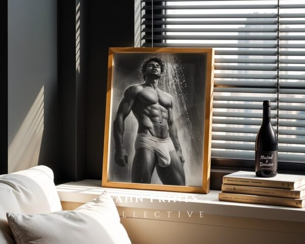 V43c_m10 Clean Nude Male Figure Wall Art Line Design