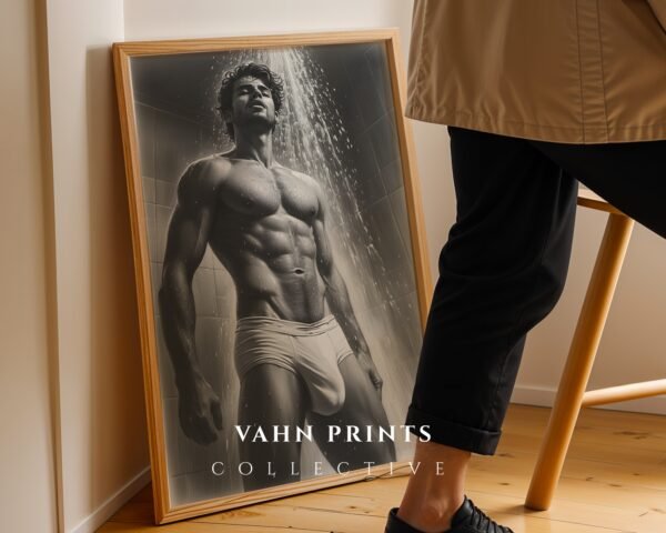 V43c_m3 Clean Nude Male Figure Wall Art Line Design