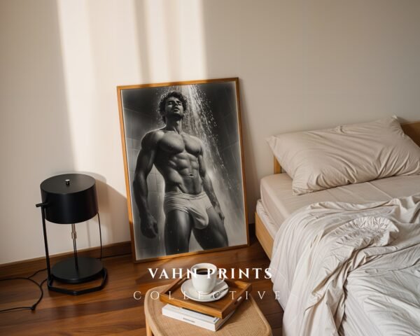 V43c_m4 Clean Nude Male Figure Wall Art Line Design