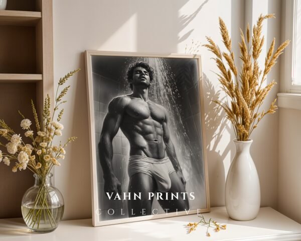 V43c_m5 Clean Nude Male Figure Wall Art Line Design