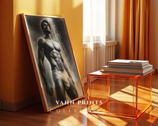V43c_m7 Clean Nude Male Figure Wall Art Line Design