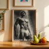 V43c_m8 Clean Nude Male Figure Wall Art Line Design
