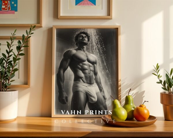 V43c_m8 Clean Nude Male Figure Wall Art Line Design