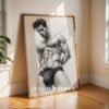 Male Nude Anatomy Line Drawing Art Print Modern