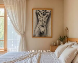Elegant Nude Male Illustration Wall Art Minimalist
