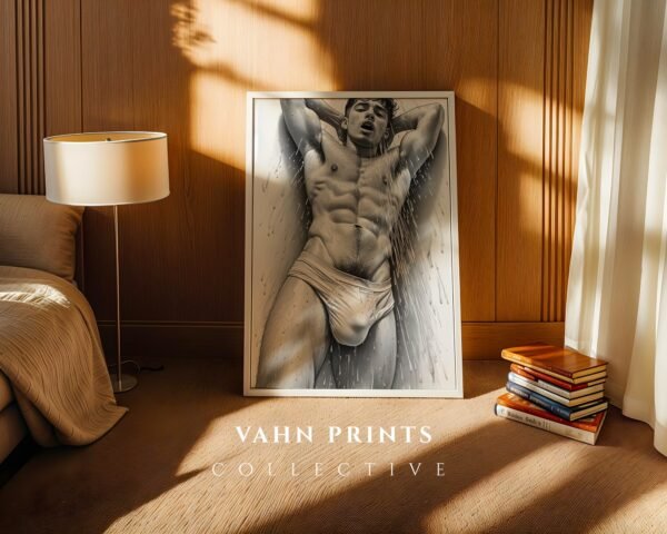 Elegant Nude Male Illustration Wall Art Minimalist