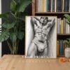 Elegant Nude Male Illustration Wall Art Minimalist