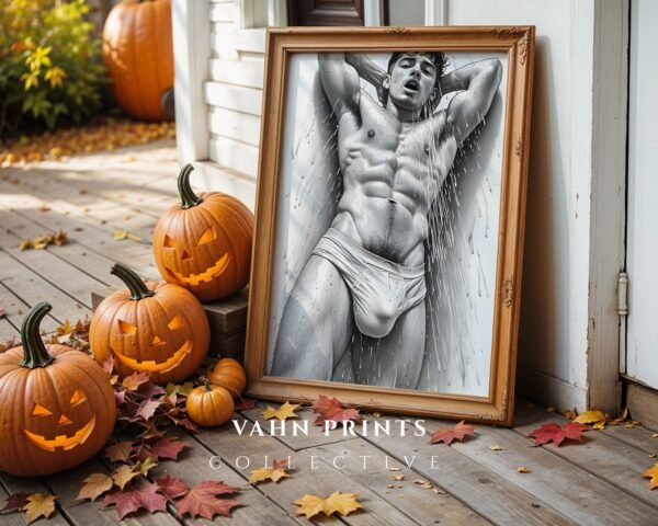 Elegant Nude Male Illustration Wall Art Minimalist