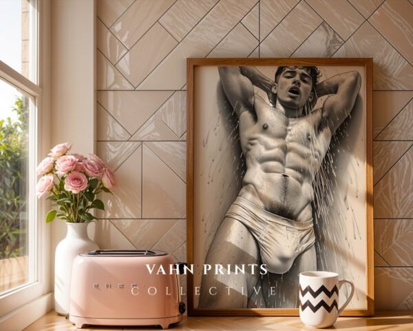 Elegant Nude Male Illustration Wall Art Minimalist