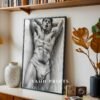 Elegant Nude Male Illustration Wall Art Minimalist
