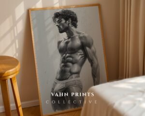Male Nude Figure Sketch Wall Art Contemporary Design