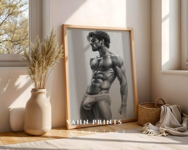Male Nude Figure Sketch Wall Art Contemporary Design