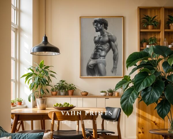 Male Nude Figure Sketch Wall Art Contemporary Design