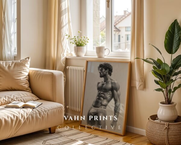 Male Nude Figure Sketch Wall Art Contemporary Design