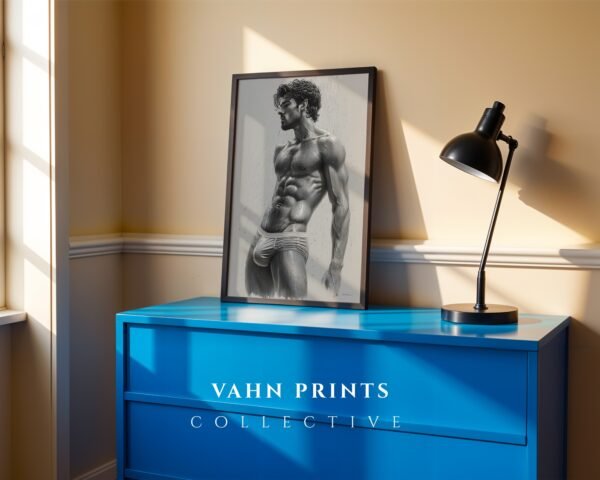 Male Nude Figure Sketch Wall Art Contemporary Design