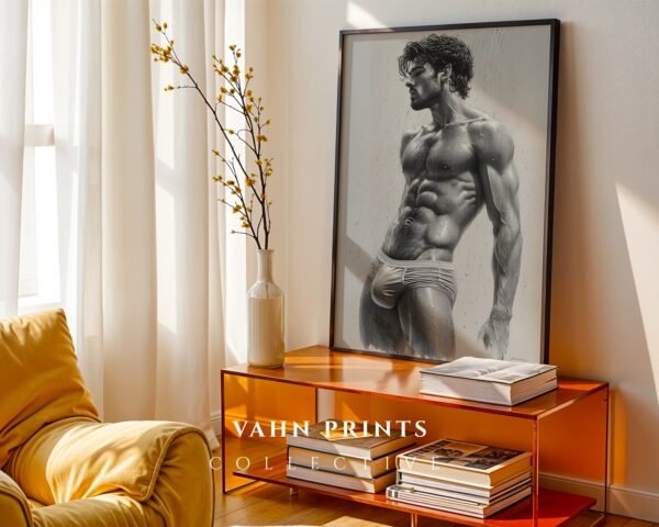 Male Nude Figure Sketch Wall Art Contemporary Design