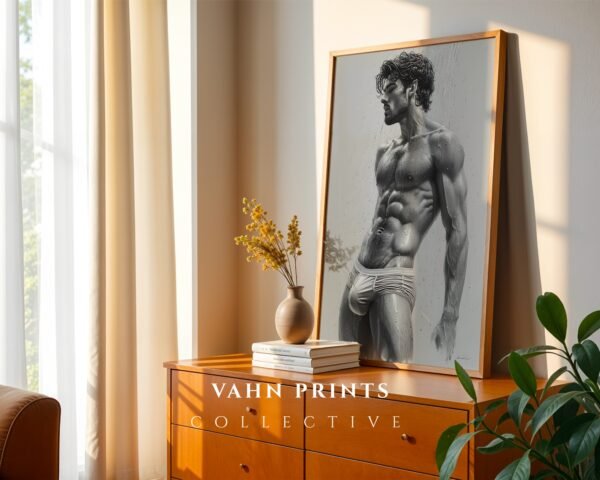 Male Nude Figure Sketch Wall Art Contemporary Design